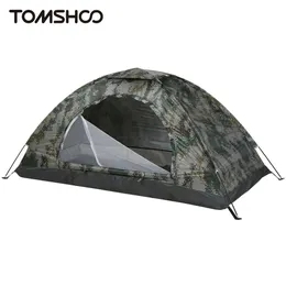 Tält och skyddsrum Tomshoo 1/2 Person Ultralight Camping Tent Single Layer Portable Vandring Tält Anti-UV Coating Upf 30 för utomhusstrandfiske 231018