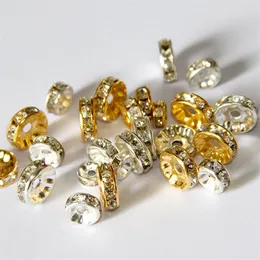 100pcs lot Alloy Crystal Round Beads Spacers Beads 6mm 8mm 10mm Gold Silver Loose Beads for Necklaces Bracelet Jewelry Findings & 185K