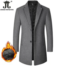 Мужское полушерстяное мужское шерстяное пальто, сплошной цвет, тонкая ветровка средней длины, теплая износостойкая деловая официальная одежда, повседневная куртка 231018