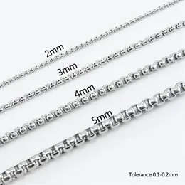 Chaîne en acier inoxydable 100% pour bijoux, 2, 3, 4, 5mm, boîte Rolo carrée, chaînes au mètre, chaîne en métal, collier entier, sans fermoir, 241m