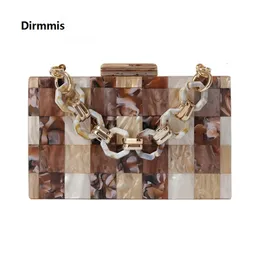 Evening Bags Trendy Fashion Women Handbag Brown Striped Geometric Acrylic Luxury Wedding Party Bag Woman Box Clutch Purse 231017