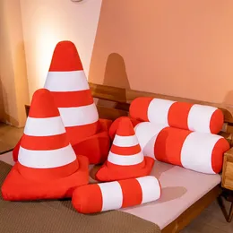 Plush dockor Creative Plush Pillow Traffic Cones Mini Road Toy Simulation Construction Cone Sign Cushion Doll Kids Game Toys 231016