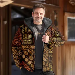 Erkek Hoodies Kış Fermuarı Etnik Geleneksel Desen Erkek Kadınlar Tribal Soğuk Giyim Uzun Kollu Sweatshirt Ceket Palto