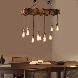Lustres de madeira feixe luz rústica fazenda candelabro pingente luminária para mesa de piscina ilha de cozinha