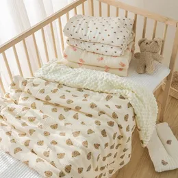 Quilts Swaddling born Thermal Soft Blanket Winter Solid Bedding Set Cotton Quilt Infant Bedding 231017