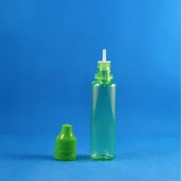 Ausverkauf! 100 Sätze/Lot 25 ml UNICORN GREEN PET-Tropfflaschen aus PET-Kunststoff, kindersicher, manipulationssicher, lange, dünne Spitze, 2 Jwef