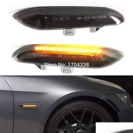 2x Amber LED Side Marker Light Light for E90 E91 E92 E93 E46 E53 x3 e83 × 1 E84 E81 E82 E87 E88 Smoke Lens Style Black Style Dhslo