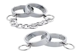 20mm Height Stainless Steel Lock Cuff Metal Handcuffs Circle Oval Cuffs Bracelets Unisex Bangles Ankle Lockable Bangle3262714