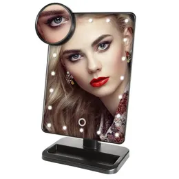 Kompakta speglar LED -lätt makeup spegellampa 10x förstoringsbatteri Vanity förstoringsglas smink mini bad kosmetisk badrum smart sugkopp 231018