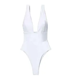 Deep V White Flunging Thong Bathing Suit Women One One One Swimsuituit2092667