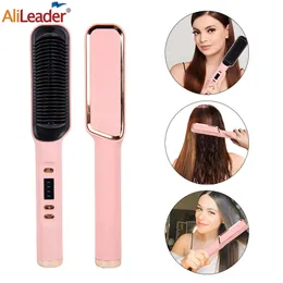 Hair Straighteners 3 in 1 Comb Straightener Curler Professional for Electric Straightening Iron Styling 231017
