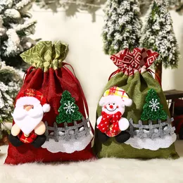 Decoración navideña, bonito bolso con valla de muñeco de nieve para viejo, paquete de regalo de dulces, bolsillo, bolsa de regalo de vacaciones para niños