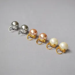 Designer Earrings For Woman With White Gray Champagne Pearl With Ce Letters Pure Copper Hand Polished And Electroplated For Weddings