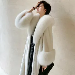 Womens Fur Faux Winter Fur Long Mink Coat Collar Casual Warm Windbreaker 231017