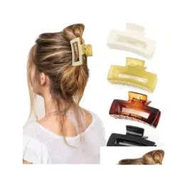 Bomboniera Accessori moda Fermagli per capelli in acrilico Forcine per capelli Grandi artigli per capelli solidi Elegante Barrette satinata Copricapo Donna Ragazze Holl Dh2Fb