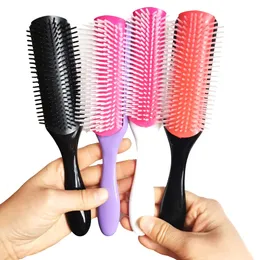 Hair Brushes 4 Color 9Rows Brush Women Detangling Styling Hairbrush Scalp Massager Salon Hairdressing Straight Curly Wet 4c Comb 231017