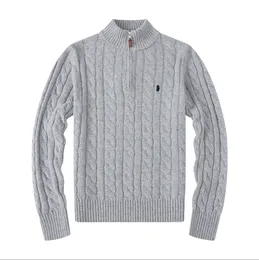 남성 디자이너 폴로 스웨터 양모 작은 경마 반부 Zip Ralp Polo Chandail 카디건 재킷 겨울 로렌 점퍼 작은 말 브랜드 스웨트 셔츠 hxe3