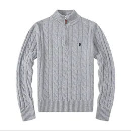 Mens Designer Polo Sweater Lã Pequeno Horser Pull Half Zip Ralp Polo Chandail Cardigan Jaqueta Inverno Lauren Jumpers Pequeno Cavalo Marca Algodão Moletom HXE3