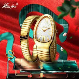Женские часы MISSFOX Japan Quartz Snake Shape Простые женские модные часы Белый уникальный ремешок Женские наручные часы Брендовые водонепроницаемые наручные часыL231216