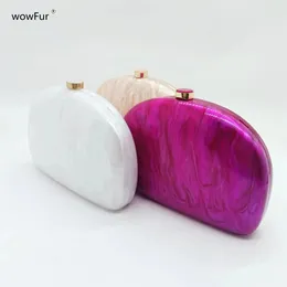 Evening Bags Brand Woman Casual Cute Box Clutch Purse Pearl Rose Red White Apricot Half Moon Women Handbags Acrylic Luxury Party 231017