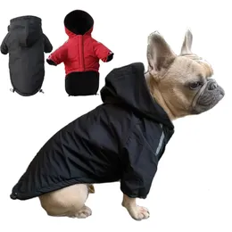 Odzież dla psa jesienna zimowa wodoodporna ciepła płaszcz bawełniany z kapturem kurtka twarz małe psy kocie odblaskowe ubrania 231017