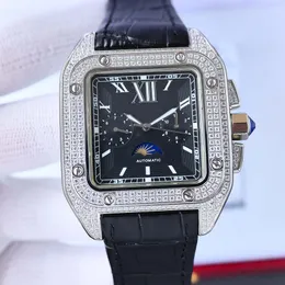 Мужские часы AAA с цирконием Sandos Classic, автоматические механические часы, 42 мм, мужские часы с инкрустацией, водонепроницаемые