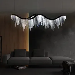 Modern Crystal Chandeliers Lighting Retro Led Chrome Gold Pendant Hanging Lamps Luster For Living Room Bedroom Matsalsbelysningar Fixtur Våg Crystal Chandeliers