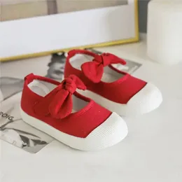 Boots Girls Fashion Hook Look Canvas Sneakers Children for Kids Flats Heels Casual Loafer Bow Knot Sports 231017