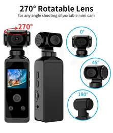 كاميرات فيديو الحركة الرياضية 4K Ultra HD Pocket Action Camera 270 ° Rotatable VLOG WiFi Mini Sports Cam Case Case Case Helmet Travel Driver Recorder 231018
