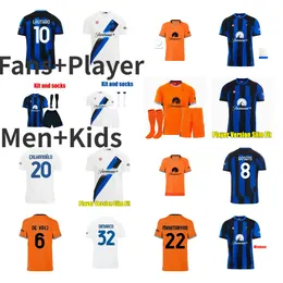 23 24 24 Koszulki piłkarskie Lukaku Final Maillots de dzeko Lautaro Barella 2023 Maglie Football Shirts Kvaratskhelia Special Inters Milans Fan Version Nowy sponsor