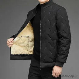 Men's Jackets Winter Jacket Men Stand Collar Down Cotton Jacket Solid Color Baseball Jackets Wool Thickened Warm Coats Men Clothing R231019