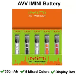 2023 Neueste IMINI AVV Vorwärmbatterien Pen Kit 350 mAh Bottom Charge 510 Thread Batterie Vape Fit 510 Zerstäuberwagen Batterie mit USB-Ladegerät Display Box