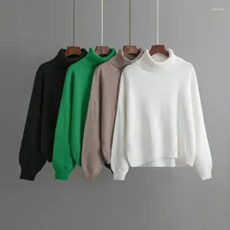 Kadın Sweaters Hlbcbg Sonbahar Kış Kadınlar Örgülü Delek 2023 Sıradan Temel Pullover Jumper Batwing Uzun Kollu Gevşekler