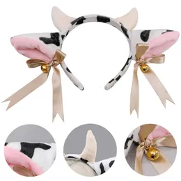 Halloween Masquerade Plush Cow Ears pannband Bells Ribbon Bow Anime Lolita Hair Hoop Kawaii Party Cosplay Headpiececosplay