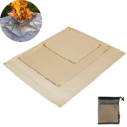Outdoor Pads Camping Fireproof Cloth Flame Retardant Insulation Mat Blanket Glass Coated Heat Insulation Pad Outdoors Picnic Barbecue 231018