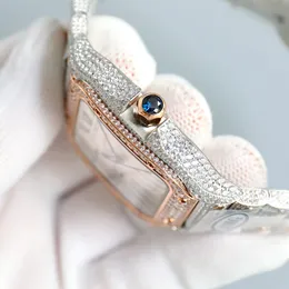 Diamond Mens handgjorda automatisk klocka Mekanisk rörelse Kvinnor tittar på 40mm Sahire med diamantbockade stålarmband Montre de Luxe gåvor