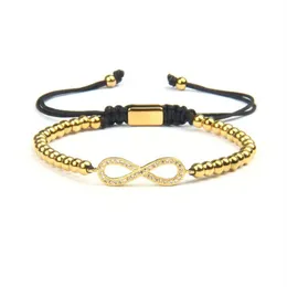 Forever Love Infinity Bracelet Gold and Silver CZ Beadsブレスレット4mmステンレススチールジュエリー用カップル2816