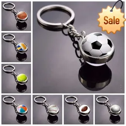 Футбольный брелок со стеклянным шаром, брелок для ключей Баскетбол Волейбол Бейсбол Теннис Маленький кулон Спортивные солнечные аксессуары Подарок