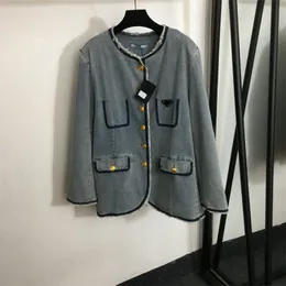 Kvinnor tvättar blå denim jackor mode hösten vintga fickor lös jacka kvinnor outwear kvinna lyx designer kläder kläder