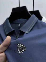 Męski Polos High End Mercerited Bawełna krótkie koszulę polo-polo letnią modę haft haftowy