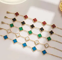 19 Charm Armbanden Mode-sieraden Klavertje Vier Vrouwen Eenvoudige Multi-Bloem Fritillary Lucky Armband Meisje Gift