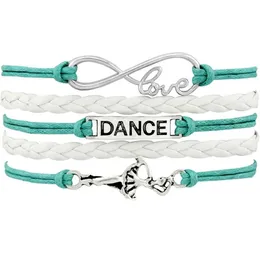 Braccialetti con ciondoli Ballerina di danza Scarpette da ballo Cuore Infinito Amore Gioielli fatti a mano Donna Uomo Regalo Drop266J