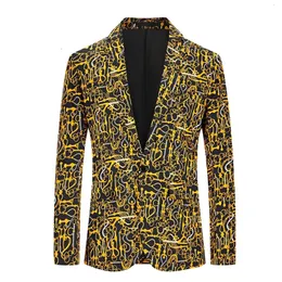 Męskie garnitury Blazers Męscy Czarna kwiatowa kurtka smokingowa Stylowa Slim Fit One Button Suit Kurtka Blazer Men Dinner Party Wedding Blazer Hombre XXXL 231018