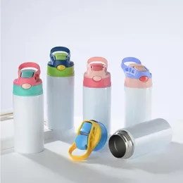Sublimation Straight Tumbler 12oz Kids Cups Bounce Mugs with Rubber Pieces Stainless Steel Baby Bottle Insulation Kid Mug Drinking Cup Loii