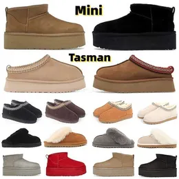 Designer Tasman Slippers Women Boots Australian Chestnut Fur Black Sheepskin Tazz Mules Woman Men Ultra Mini Platform Boot Australie Suede Winter Ankle Booties