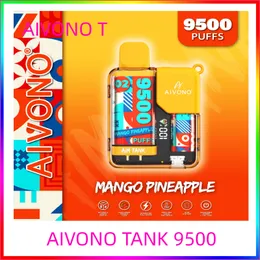 AIM-TANK Aivono 9500 Puffs E-liquid capacity 18ml battery capacity 650mah Type C charger 0% 2% 3% 5% Rechargeable crazvapes