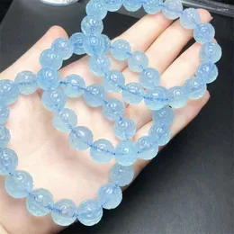 Bağlantı Bilezikler Doğal Aquamarine Mozaik Boncuk Bilezik İyileştirici El Yapımı Kadın Mücevherler Streç Barko Çocuk Doğum Günü Hediyesi 1 PCS 9/10/12mm