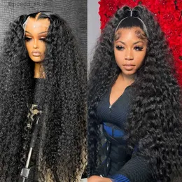 Synthetic Wigs 200 Density HD 13X6 Transparent Deep Water Wave Curly Human Hair Lace Frontal Wig 30 34 Inch 13X4 Lace Front Human Hair Wigs Q231019
