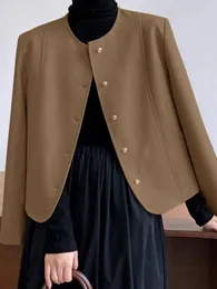 Kadın Ceketler Sonbahar Katlar Zanzea Moda Ol Blazer Uzun Kollu O Boyun Dış Giyim İnce Zarif Leydi Takımlar Vintage Katı Gömlek 231018