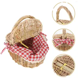 Servis uppsättningar picknickkorg med lock och handtag gåva handvävd blommor blommor arrangemang vas diverse arrangör för hemmet